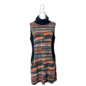 Kiyek womens sleeveless tunic sweater dress cowl neck aztec print Sz  L pockets